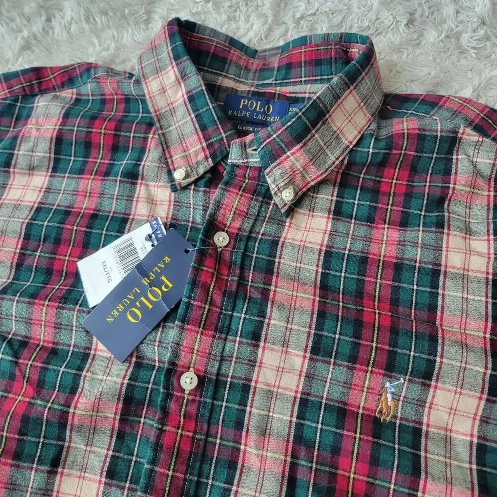 Polo Ralph Lauren Men's Classic Fit Plaid Brushed Flannel Shirt NWT XXL